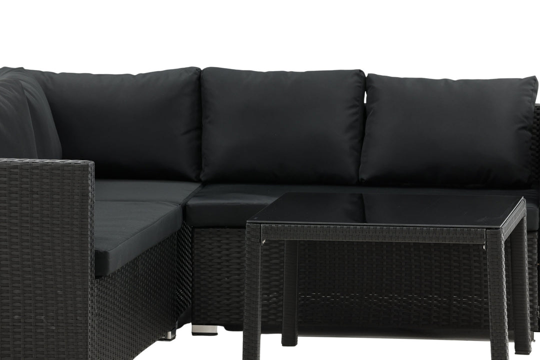Venture Home Kuba Sofa Set - Black Wicker - Black Cushion