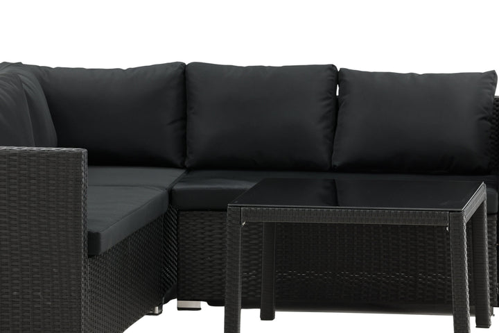 Venture Home Kuba Sofa Set - Black Wicker - Black Cushion