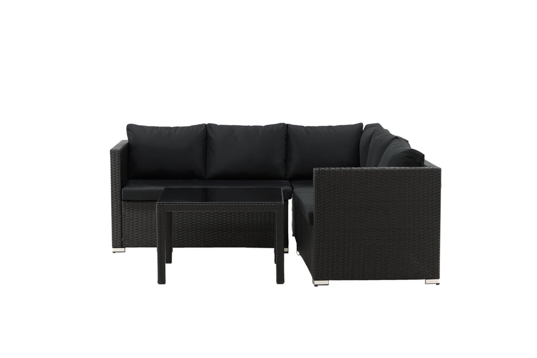 Venture Home Kuba Sofa Set - Black Wicker - Black Cushion