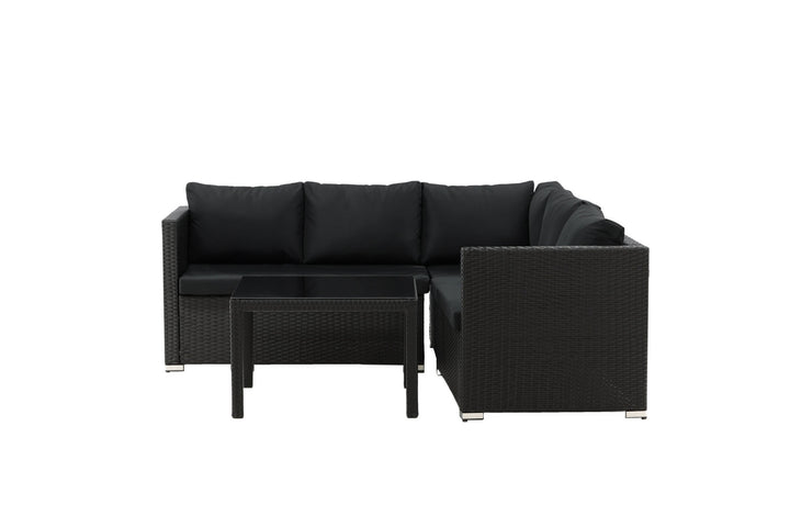Venture Home Kuba Sofa Set - Black Wicker - Black Cushion