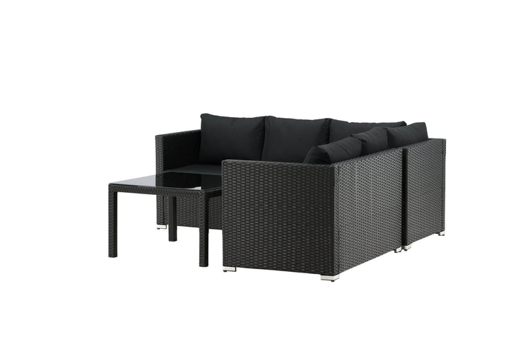 Venture Home Kuba Sofa Set - Black Wicker - Black Cushion
