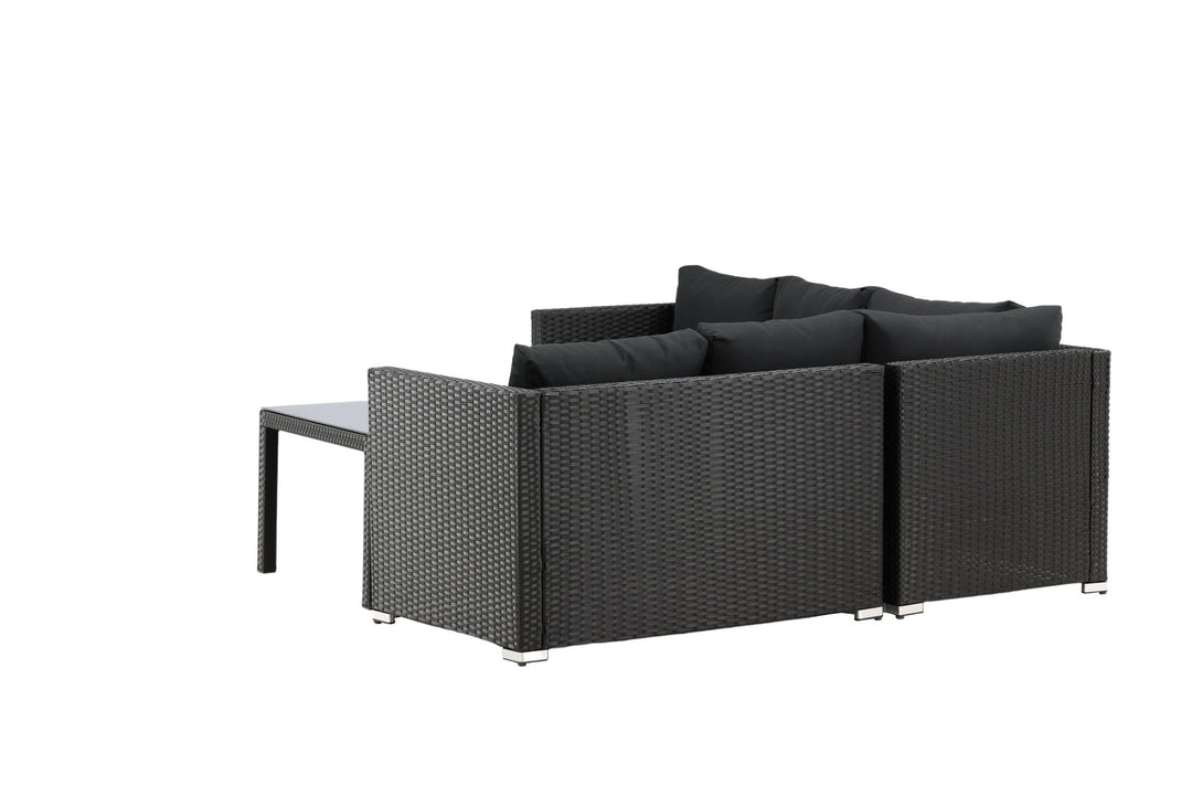 Venture Home Kuba Sofa Set - Black Wicker - Black Cushion