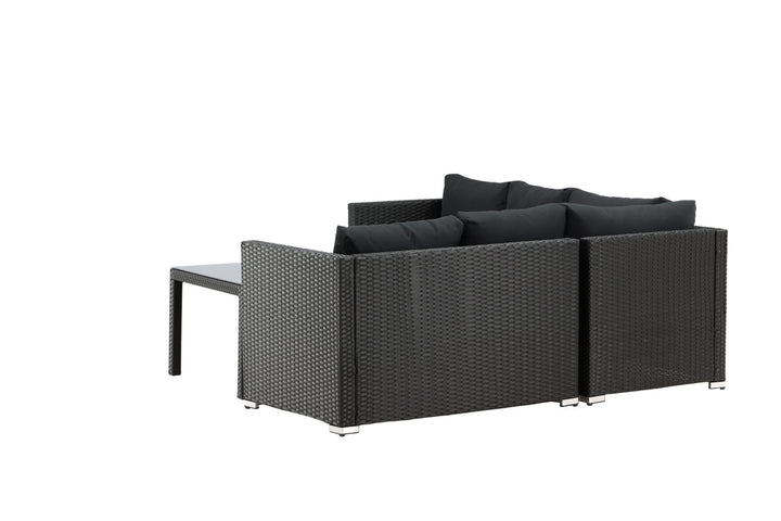 Venture Home Kuba Sofa Set - Black Wicker - Black Cushion