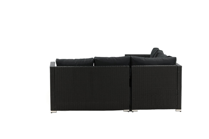 Venture Home Kuba Sofa Set - Black Wicker - Black Cushion