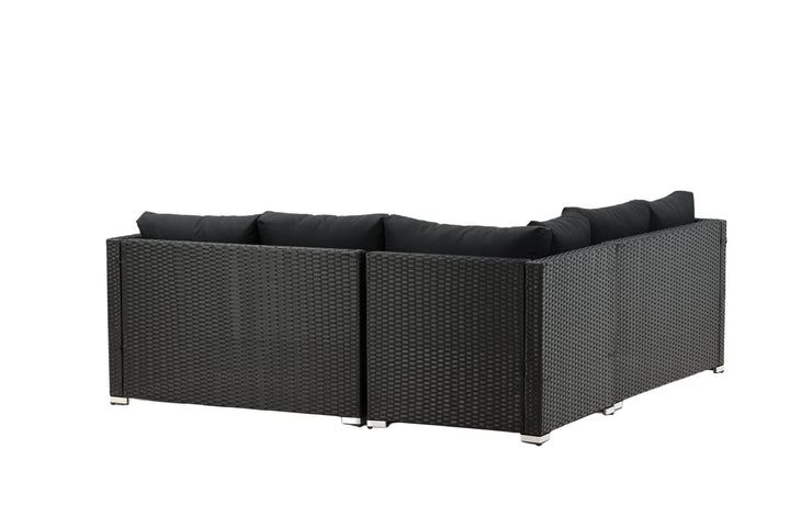 Venture Home Kuba Sofa Set - Black Wicker - Black Cushion