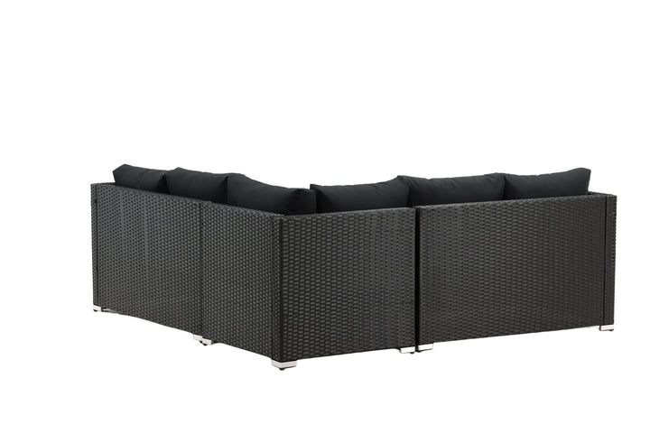 Venture Home Kuba Sofa Set - Black Wicker - Black Cushion