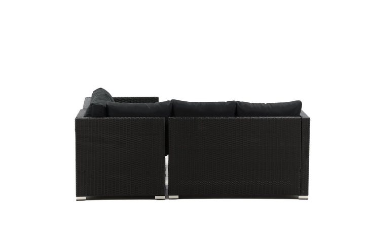 Venture Home Kuba Sofa Set - Black Wicker - Black Cushion