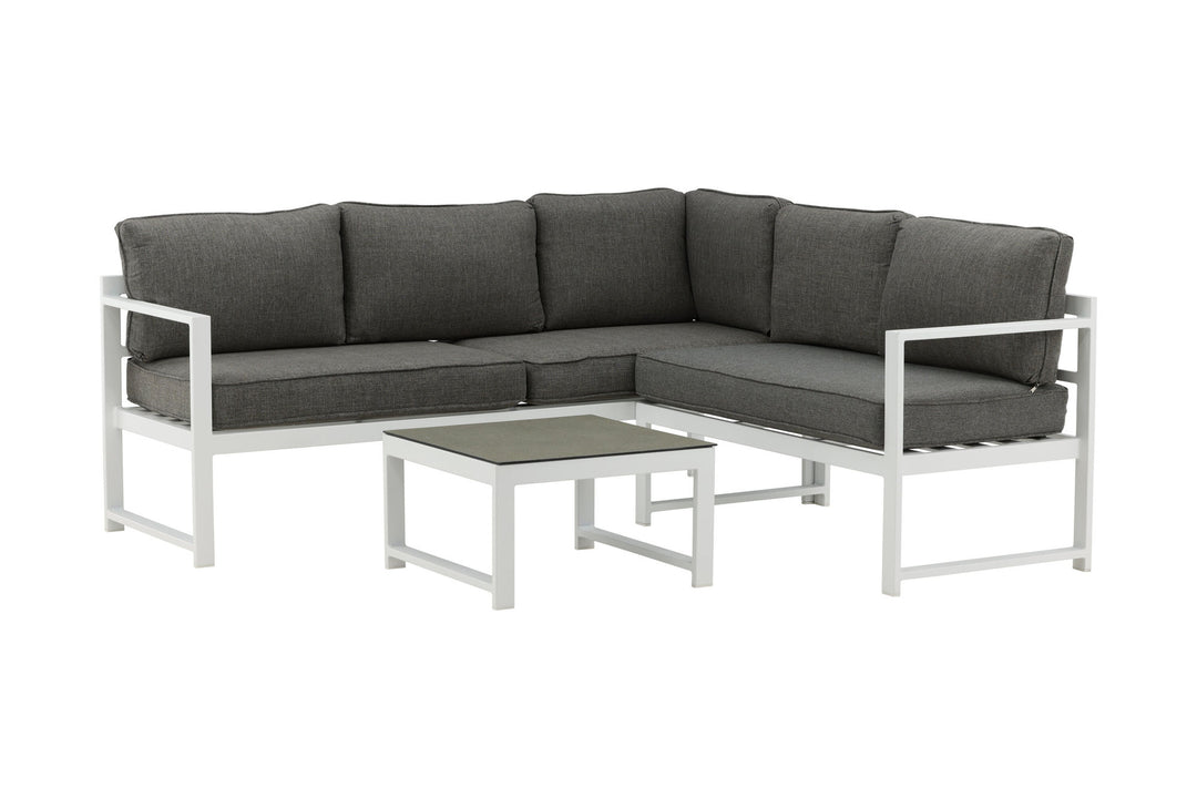 Venture Home Salvador Corner Sofa - White / Grey cushions