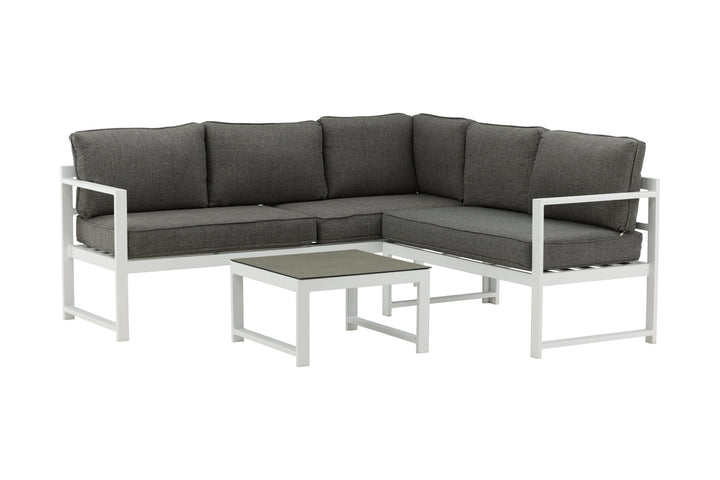 Venture Home Salvador Corner Sofa - White / Grey cushions