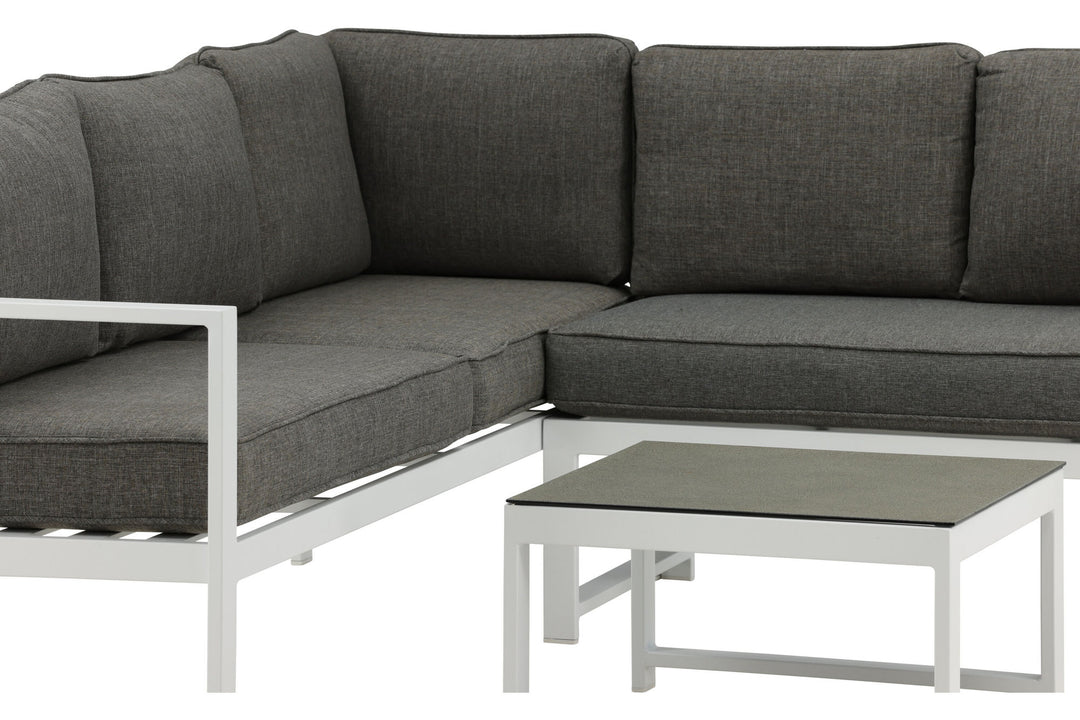 Venture Home Salvador Corner Sofa - White / Grey cushions