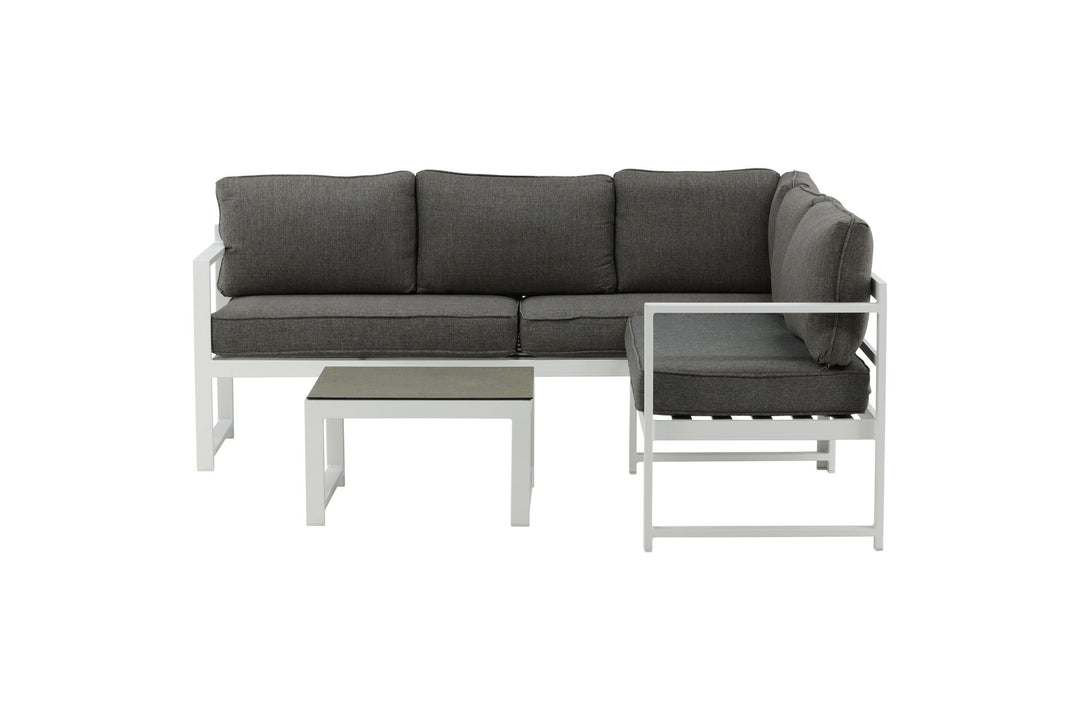 Venture Home Salvador Corner Sofa - White / Grey cushions