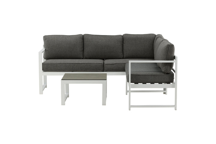 Venture Home Salvador Corner Sofa - White / Grey cushions