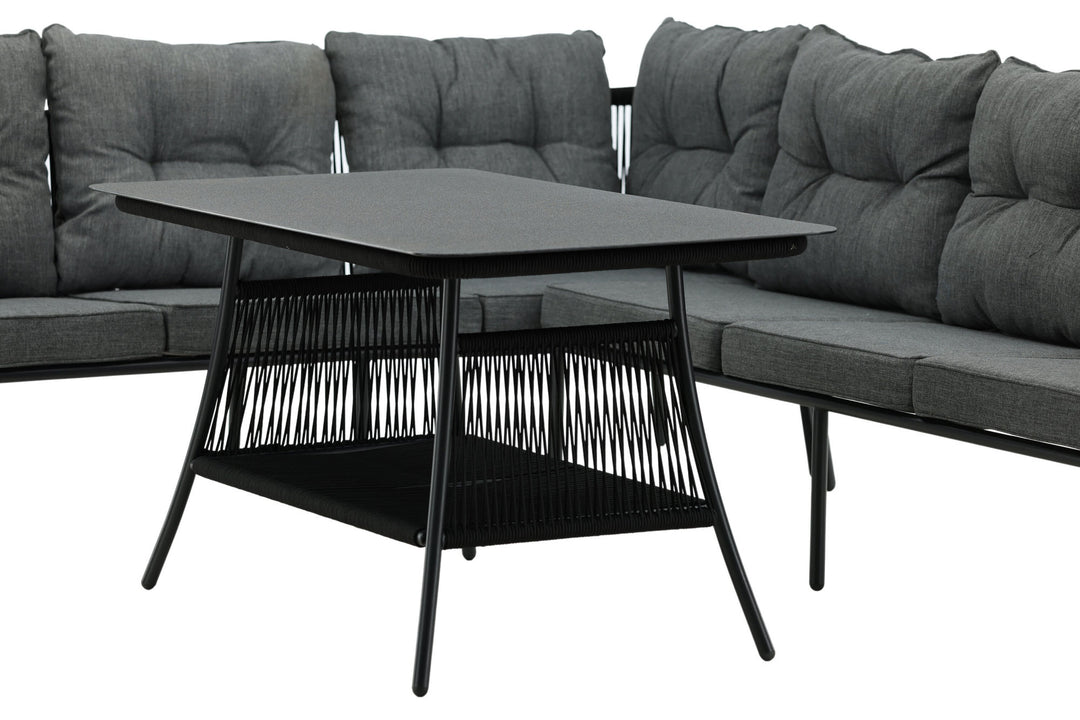Venture Home Berlin corner set With Rope Black / Black / Black / Grey Cushion