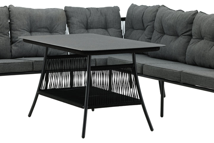 Venture Home Berlin corner set With Rope Black / Black / Black / Grey Cushion