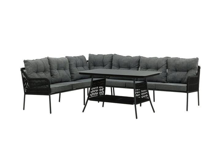 Venture Home Berlin corner set With Rope Black / Black / Black / Grey Cushion