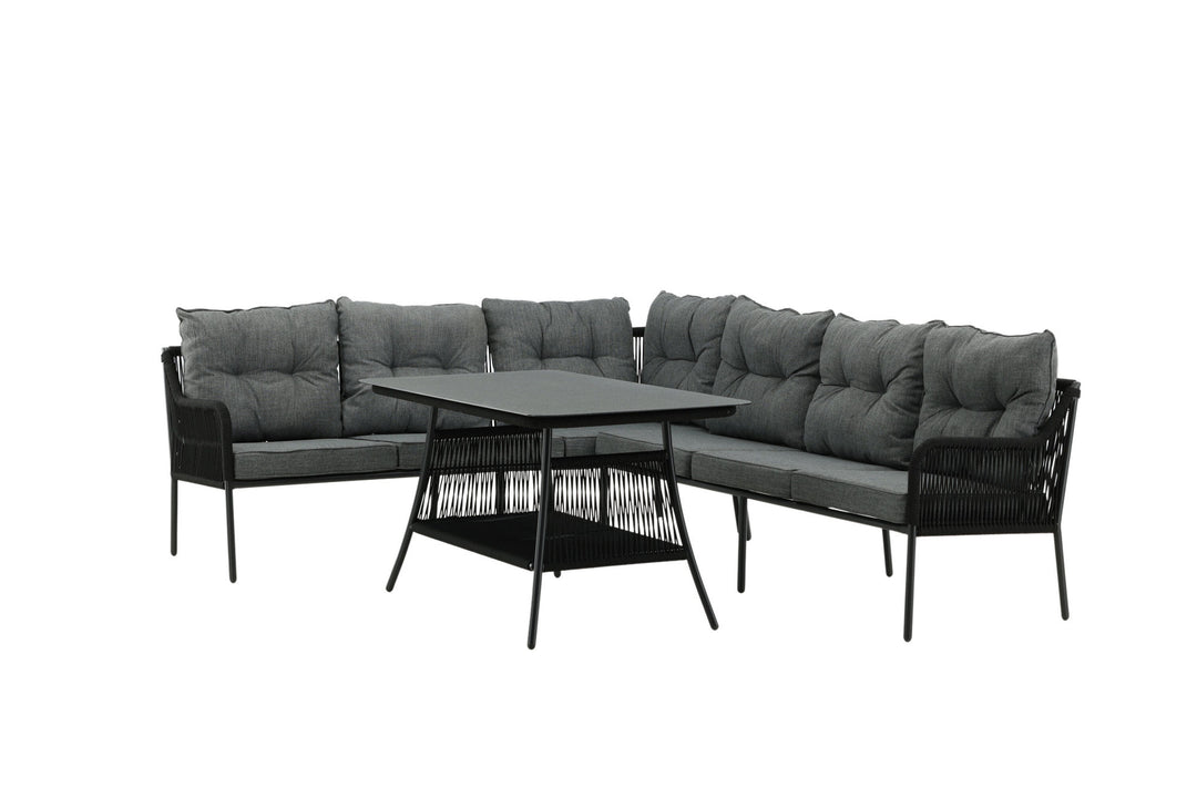 Venture Home Berlin corner set With Rope Black / Black / Black / Grey Cushion