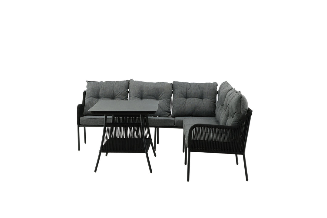Venture Home Berlin corner set With Rope Black / Black / Black / Grey Cushion