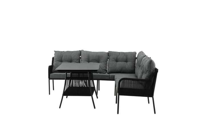 Venture Home Berlin corner set With Rope Black / Black / Black / Grey Cushion