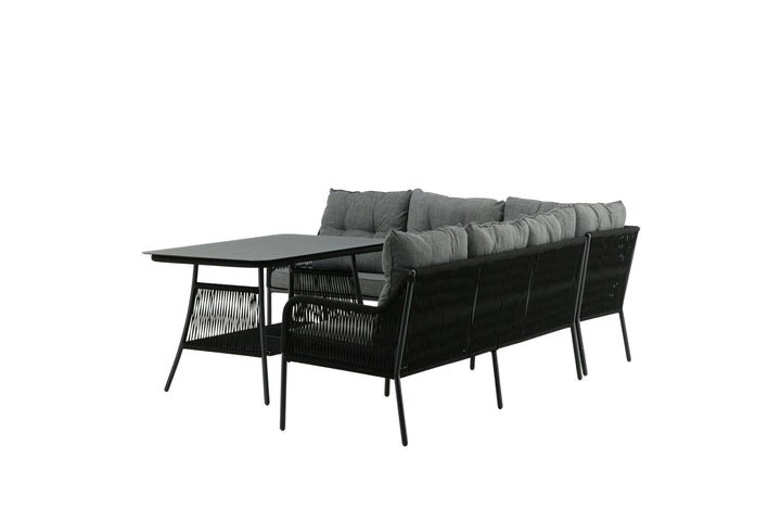 Venture Home Berlin corner set With Rope Black / Black / Black / Grey Cushion