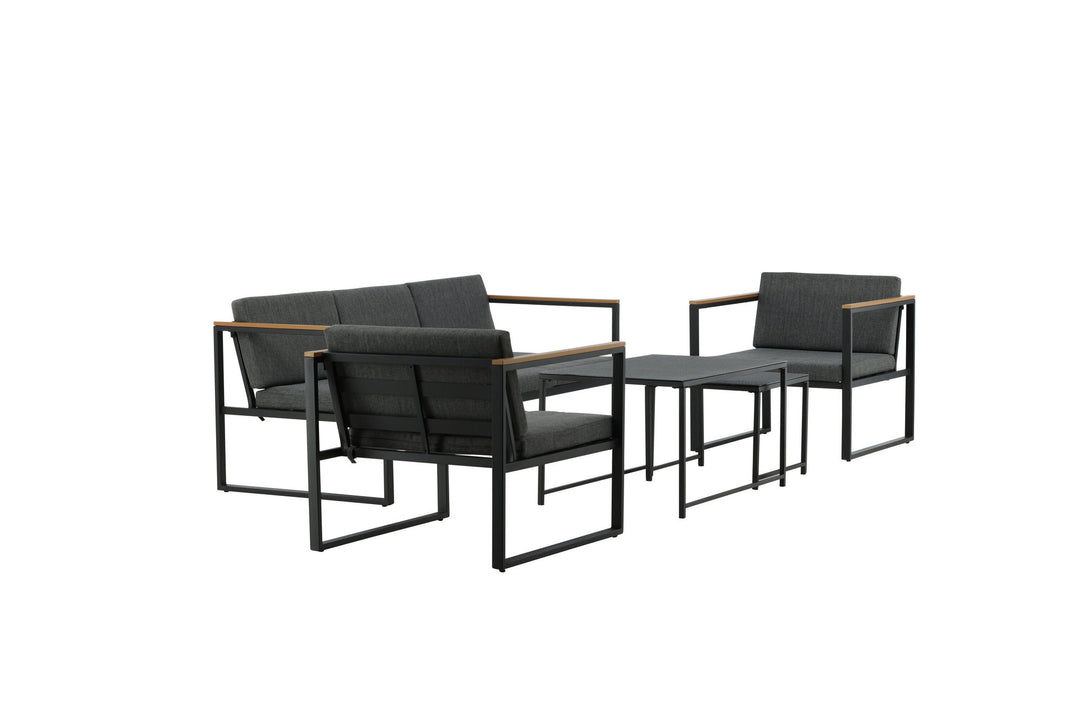 Venture Home Dakar Sofa set -Black frame/grey cushion,/Spray stone Glass