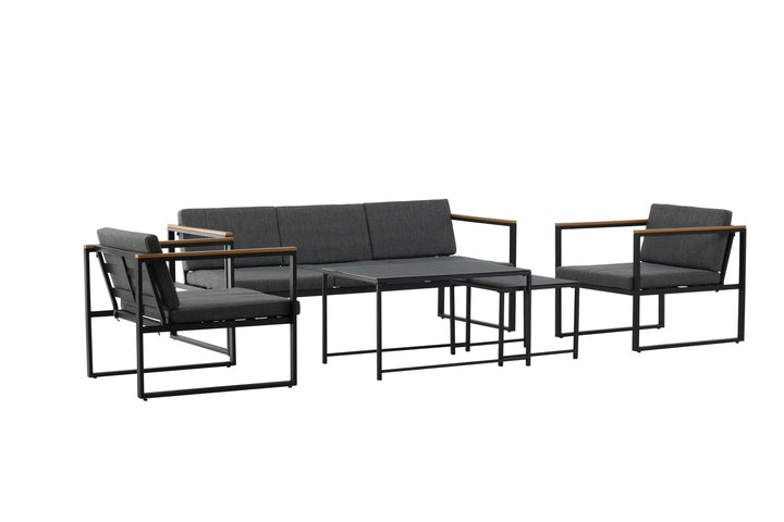 Venture Home Dakar Sofa set -Black frame/grey cushion,/Spray stone Glass