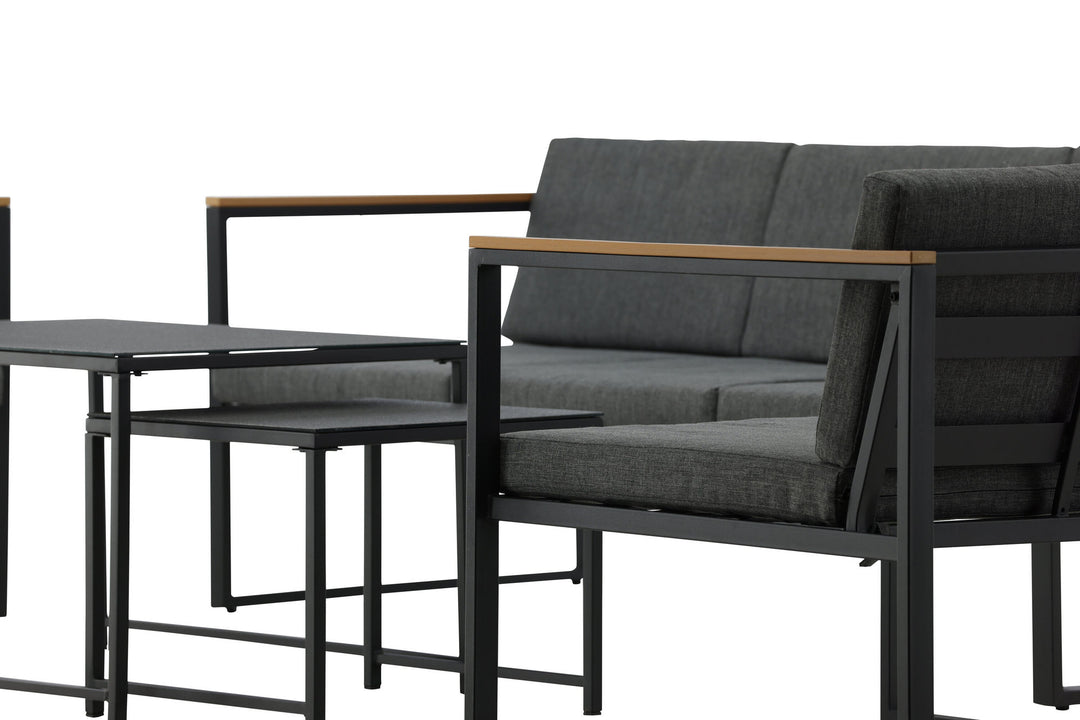 Venture Home Dakar Sofa set -Black frame/grey cushion,/Spray stone Glass