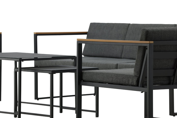 Venture Home Dakar Sofa set -Black frame/grey cushion,/Spray stone Glass