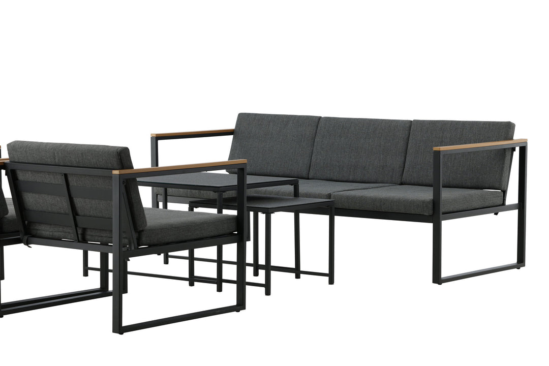 Venture Home Dakar Sofa set -Black frame/grey cushion,/Spray stone Glass