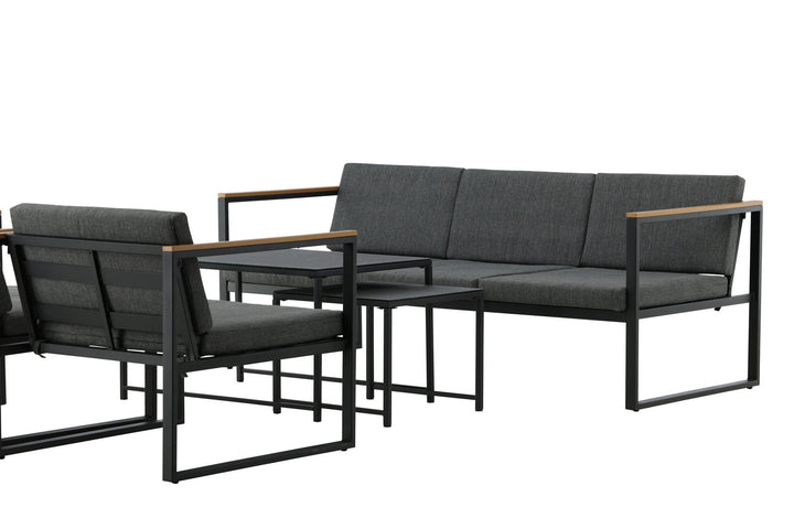 Venture Home Dakar Sofa set -Black frame/grey cushion,/Spray stone Glass
