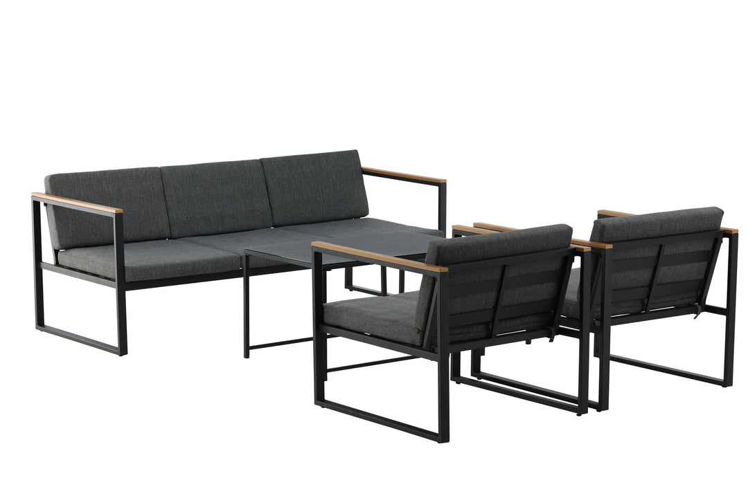Venture Home Dakar Sofa set -Black frame/grey cushion,/Spray stone Glass
