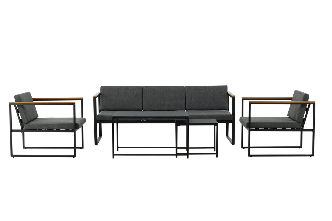 Venture Home Dakar Sofa set -Black frame/grey cushion,/Spray stone Glass