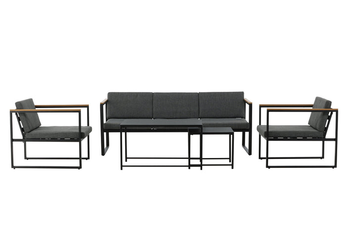 Venture Home Dakar Sofa set -Black frame/grey cushion,/Spray stone Glass