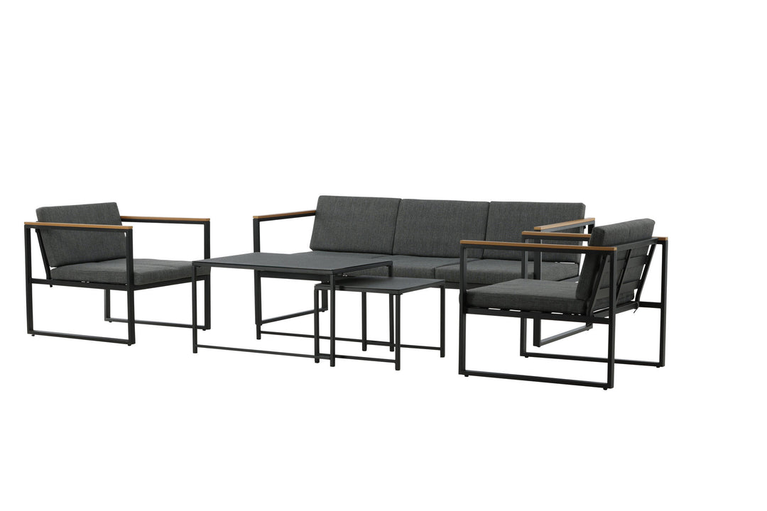 Venture Home Dakar Sofa set -Black frame/grey cushion,/Spray stone Glass