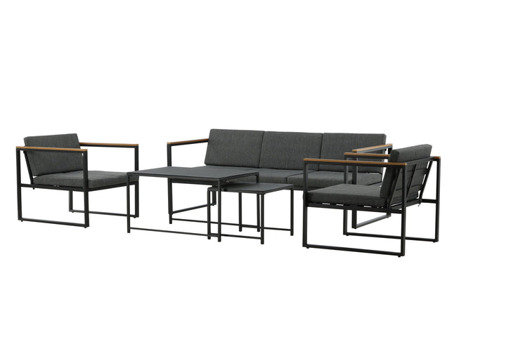 Venture Home Dakar Sofa set -Black frame/grey cushion,/Spray stone Glass