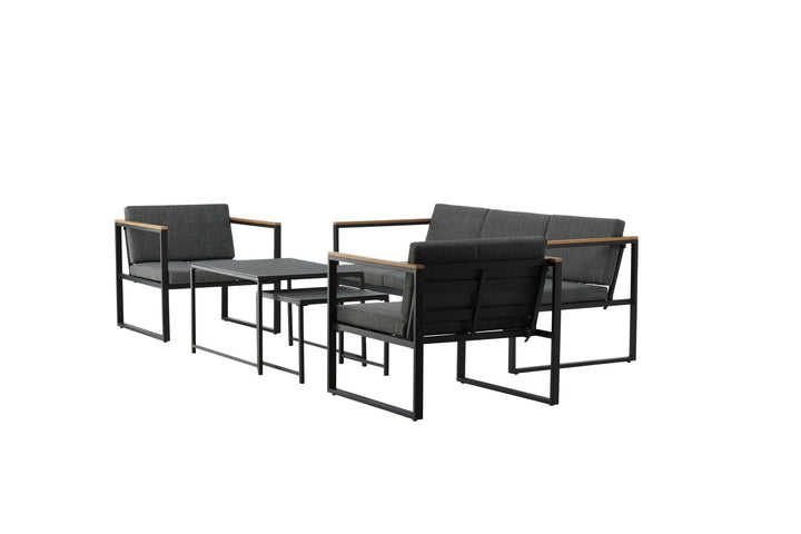 Venture Home Dakar Sofa set -Black frame/grey cushion,/Spray stone Glass
