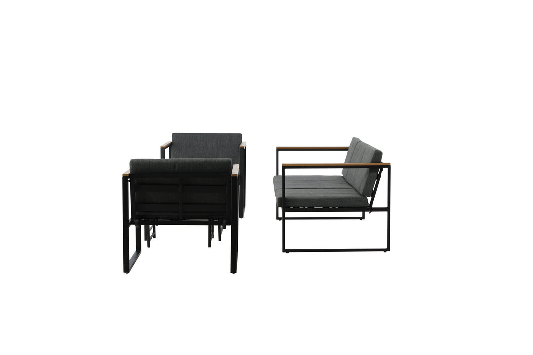 Venture Home Dakar Sofa set -Black frame/grey cushion,/Spray stone Glass