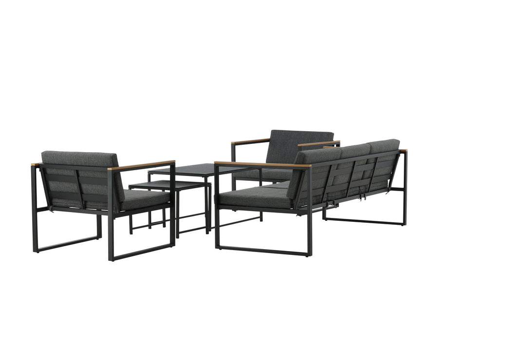 Venture Home Dakar Sofa set -Black frame/grey cushion,/Spray stone Glass