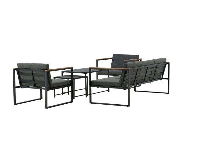 Venture Home Dakar Sofa set -Black frame/grey cushion,/Spray stone Glass