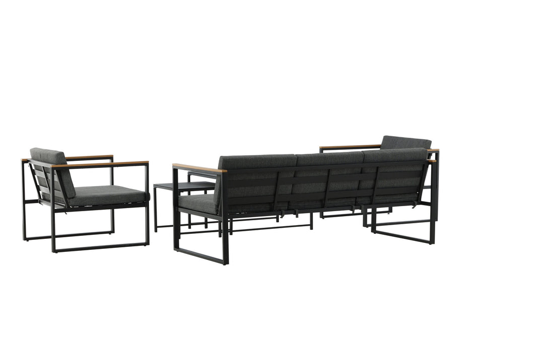 Venture Home Dakar Sofa set -Black frame/grey cushion,/Spray stone Glass