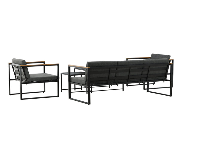 Venture Home Dakar Sofa set -Black frame/grey cushion,/Spray stone Glass