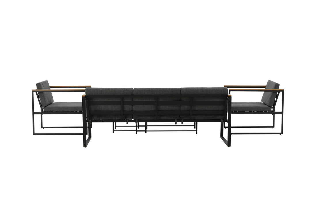 Venture Home Dakar Sofa set -Black frame/grey cushion,/Spray stone Glass