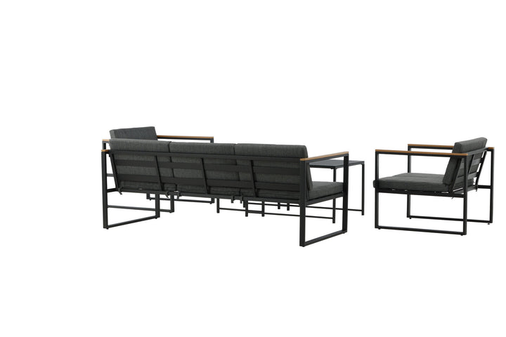 Venture Home Dakar Sofa set -Black frame/grey cushion,/Spray stone Glass