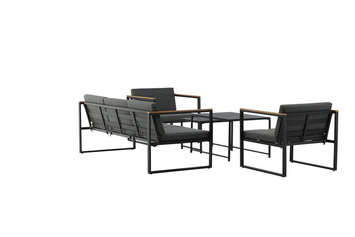 Venture Home Dakar Sofa set -Black frame/grey cushion,/Spray stone Glass