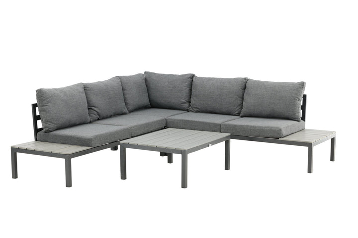 Venture Home Odense sofa set- - BLACK alu / Grey Cushion / Grey Aintwood