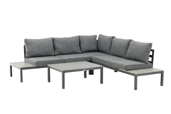 Venture Home Odense sofa set- - BLACK alu / Grey Cushion / Grey Aintwood