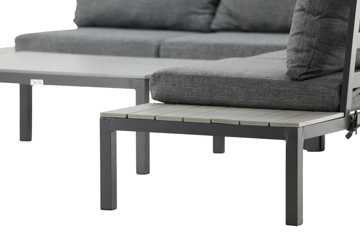 Venture Home Odense sofa set- - BLACK alu / Grey Cushion / Grey Aintwood