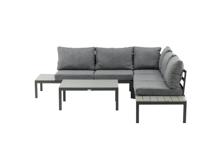 Venture Home Odense sofa set- - BLACK alu / Grey Cushion / Grey Aintwood