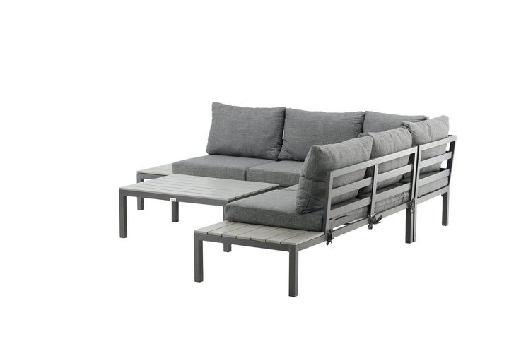 Venture Home Odense sofa set- - BLACK alu / Grey Cushion / Grey Aintwood
