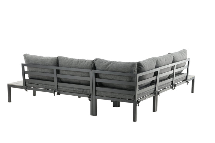 Venture Home Odense sofa set- - BLACK alu / Grey Cushion / Grey Aintwood