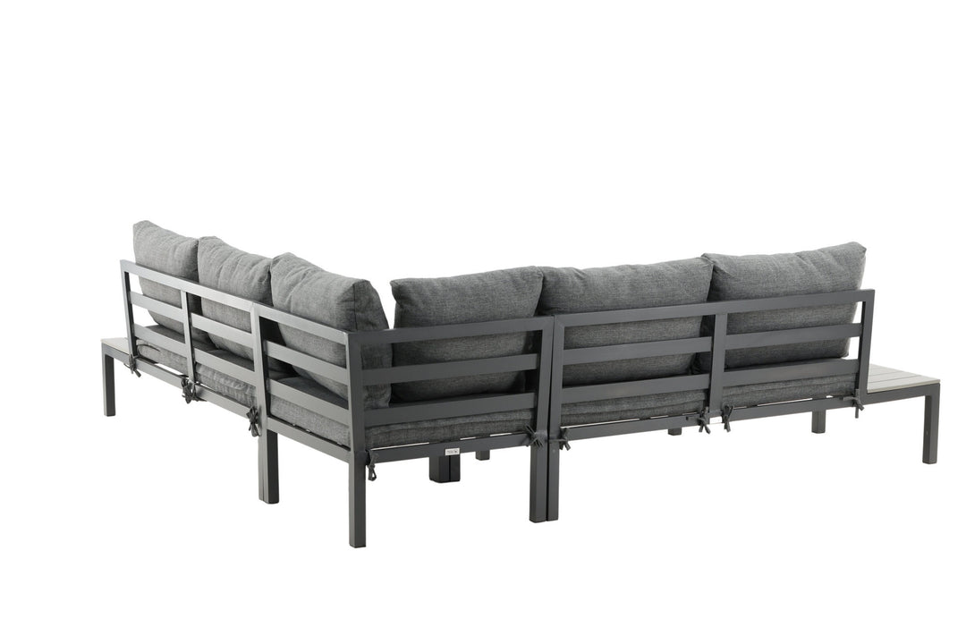Venture Home Odense sofa set- - BLACK alu / Grey Cushion / Grey Aintwood